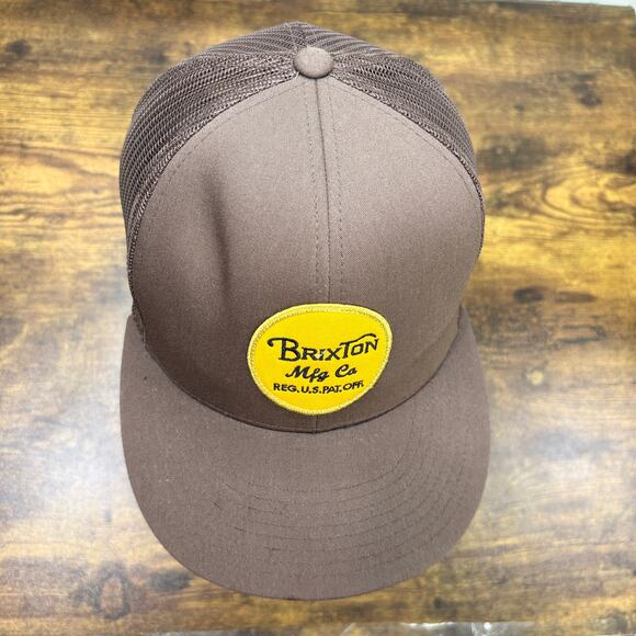 Brixton Manufacturing Co Trucker Hat Skater Skateboard Mesh Snapback Brown Cap - Picture 6 of 13